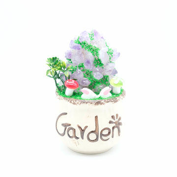 Paysage en Améthyste avec Champignon et Lapin