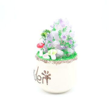 Paysage en Améthyste avec Champignon et Lapin