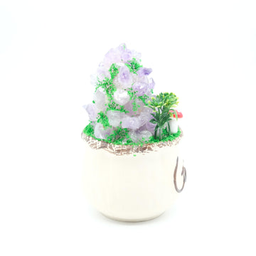 Paysage en Améthyste avec Champignon et Lapin