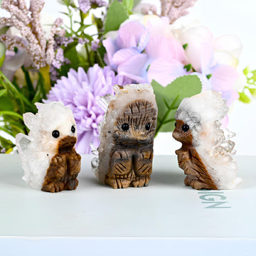 Décoration hérisson en quartz naturel sculpté à la main