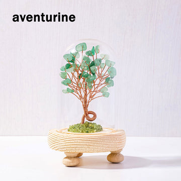 Arbre de Vie en Aventurine Verte ou Améthyste sous Cloche en Verre - Décoration Zen