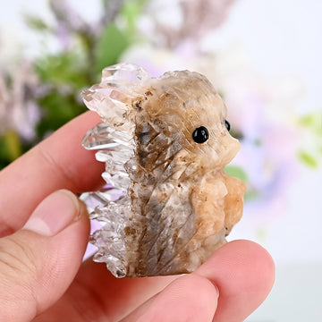 Décoration hérisson en quartz naturel sculpté à la main